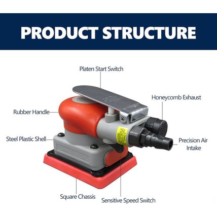 WALFRONT Pneumatic Sander Surfprep Sander 10000 RPM Air Orbit Finishing Sanding