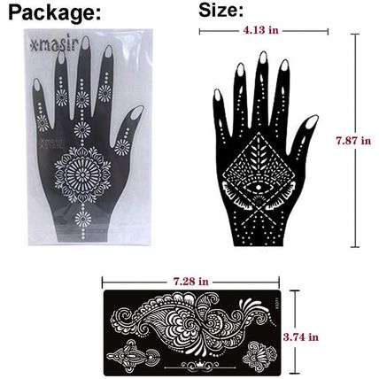 Xmasir Pack of 24 Sheets Henna Tattoo Stencil Kit/Temporary Tattoo Templates