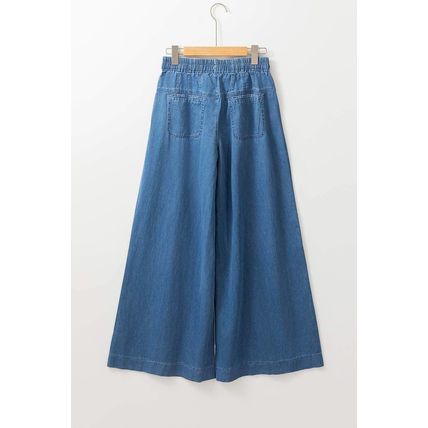Dusk Blue Mineral Wash Button Fly Waist Wide Leg Jeans
