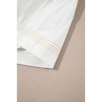 White Contrast Stitching Trim Knotted High Waist A-Line Mini Skirt