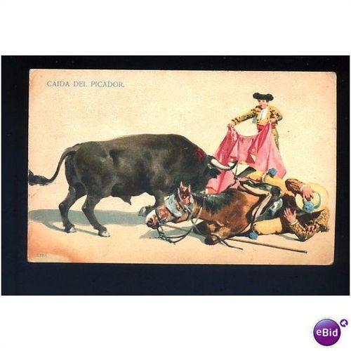 BULLFIGHTING "Caida del Picador" Art Postcard (5386)