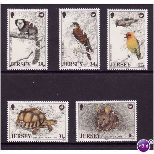 JERSEY 1988 WILDLIFE PRESERVATION 5th series SET 5 VALS U/M MINT