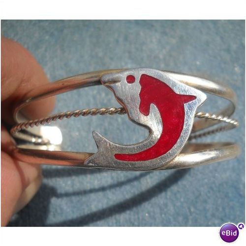 Dolphin or Porpoise Mexico Silver Bracelet Alpaca