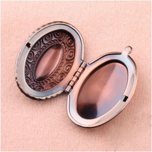 Large Oval Copper/Bronze Locket Engraved Pendant Crafts Jewellery Making 1059
