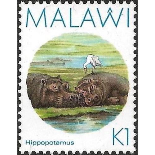 Malawi 1987 Hippopotamus 1K Cattle Egret Unmounted Mint NHM SG 774 Sc 505 stamp