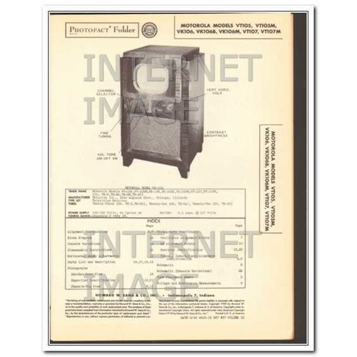 MOTOROLA models VT105 VK106 VT107 TV receiver Sams Photofact manual
