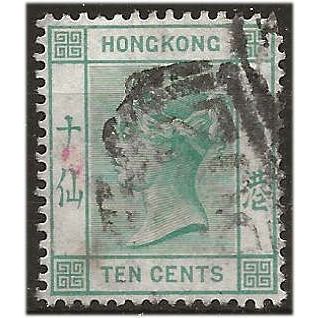 1884 SG37 10c Deep Blue-Green Wmk Crown CA Good+ Used .. ..