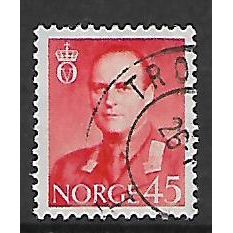 NORWAY 1958 KING OLAV V 45 ORE RED SG 476 FINE USED#2