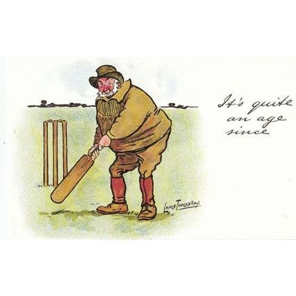 Lance Thackeray Its Quite An Age Since 1970s Cricket Comic Humour Postcard