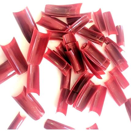 Red French Nail Tips Acrylic False Gel Square Art Fake Dark Wine art red set