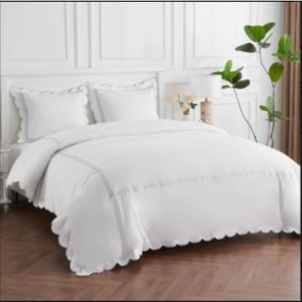 Melange Home 600 Thread Count Scallop Rope Embroidered Cotton Duvet Set