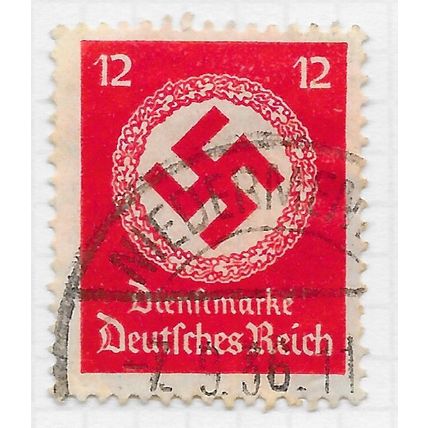 EMPIRE GERMANY 1934 OFFICIAL SWASTIKA MEDALLION 12Pf DATED USED Mi 138 EARLY PRI