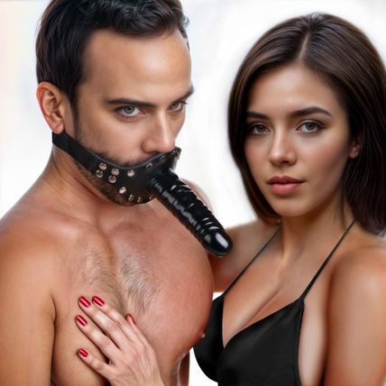 Ride Me Mouth Penis Shaped Ball Gag Strap On Pegging Bondage BDSM S&M Strict Lea