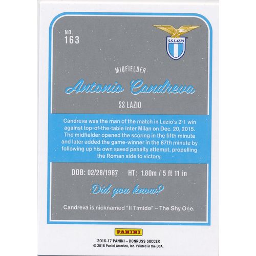 2016 Donruss Soccer 163 Antonio Candreva SS Lazio