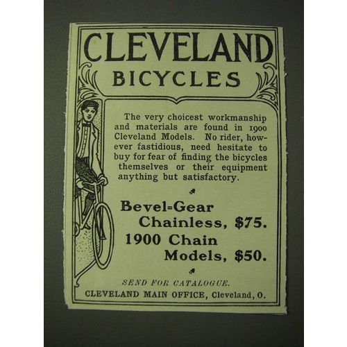 1900 Cleveland Bicycles Ad - Bevel-Gear Chainless & Chain