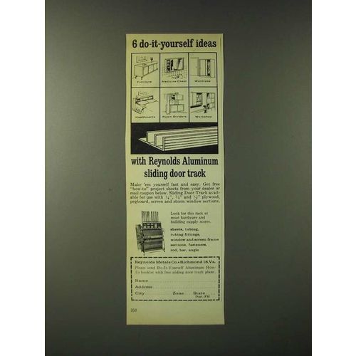 1960 Reynolds Metals Ad - 6 do-it-yourself ideas with sliding door track