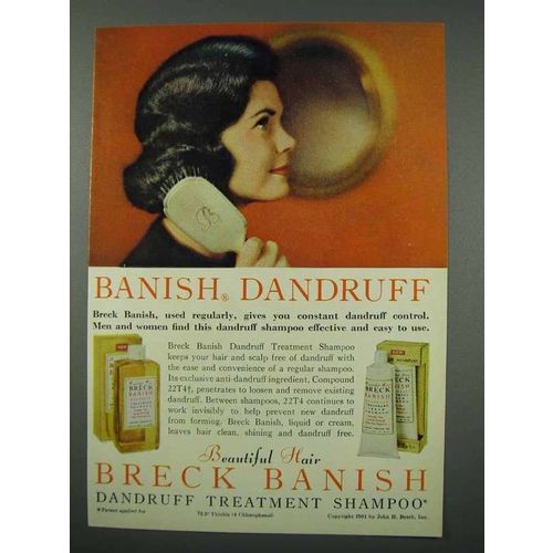 1961 Breck Banish Dandruff Treatment Shampoo Ad