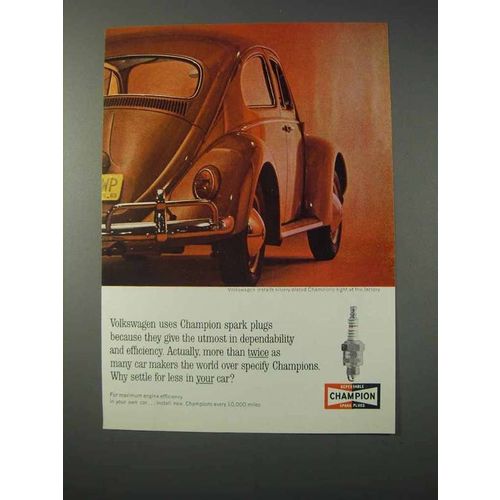 1963 Champion Spark Plugs Ad - Volkswagen Uses