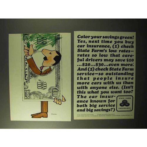 1964 State Farm Insurance Ad - Color Savings Green