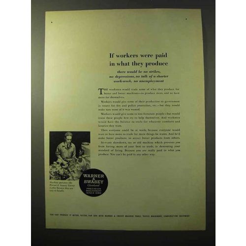 1964 Warner & Swasey Turret Lathes Ad - Workers Paid