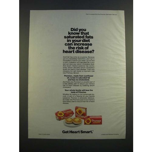 1986 Promise Spread Ad - Saturated Fats Increase the Risk of Heart Disease?