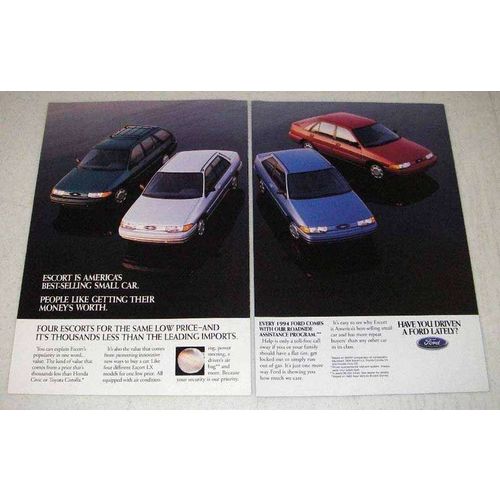 1994 2-page Ford Escort Car Ad - Best-Selling Small Car