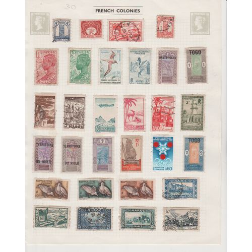 French Colonies page of 30 with Morocco Ivory Coast New Caledonia & Niger
