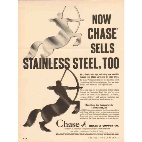 CHASE BRASS COPPER COMPANY 1954 sells stainless steel vintage ad