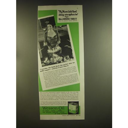 1939 Wesson Oil Advertisement - Mrs. Lawrence Tibbett