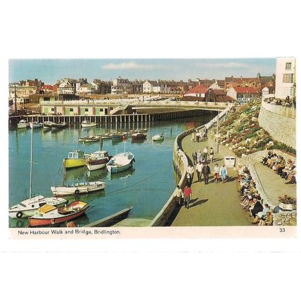 THE NEW HARBOUR WALK, BRIDLINGTON, YORKSHIRE , used vintage postcard. 1972 pm =