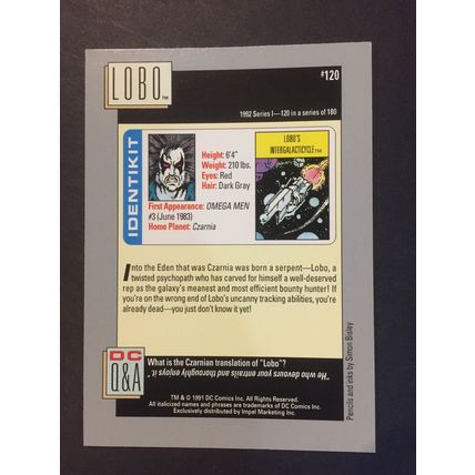 DC Cosmic Cards trading card #120-Lobo, excellent condition!