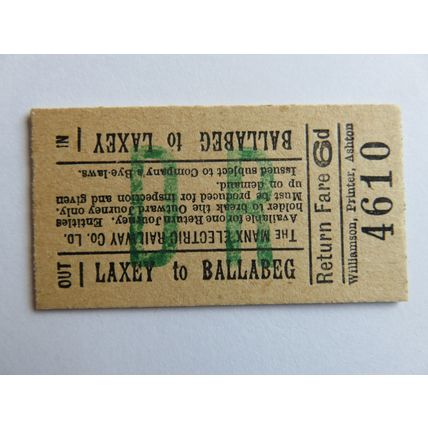 Isle of Man Manx Electric Railway Laxey-Ballabeg Ticket #478