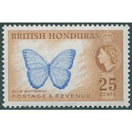 British Honduras 1953 25c bright blue & yellow-brown SG 186 unused