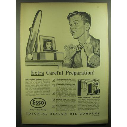 1946 Esso Colonial Beacon Oil Company Ad - Extra careful preparation