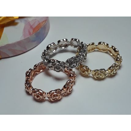 Rose Eternity design 925/14Kt Rose & Yellow Gold Set of 3 Size 6 1/4 Rings#16826