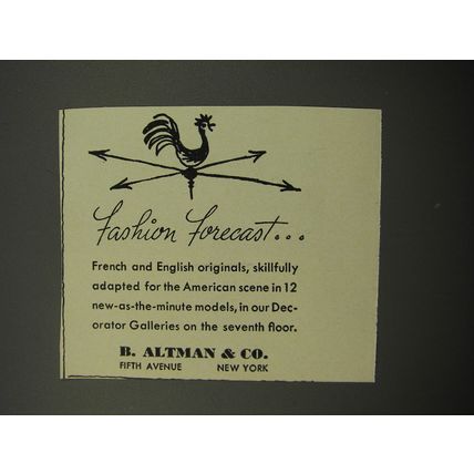 1950 B. Altman & Co. Decorator Galleries Ad - Fashion forecast