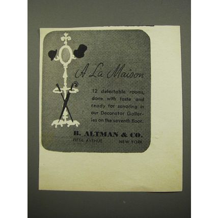 1950 B. Altman & Co. Decorator Galleries Ad - A la maison