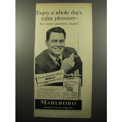 1950 Marlboro Cigarettes Ad - Enjoy a whole day's extra pleasure
