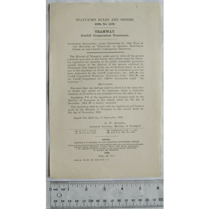 1926 Statutory Rules No. 1132 Cardiff Corporation Tramways