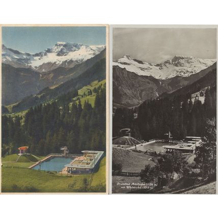 Adelboden Swimming Pool 2x Old Switzerland Postcard s