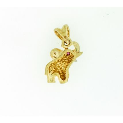 New Solid Real 14 K Gold Two Tone Elephant Pendant Charm .9 Inch Long 2.7 Grams