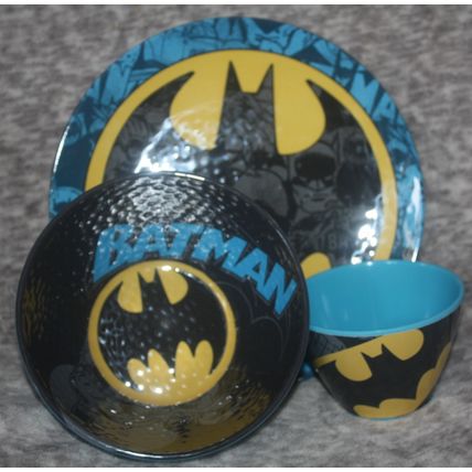 Zak Designs DC Comics Batman 3-Piece Tableware Set