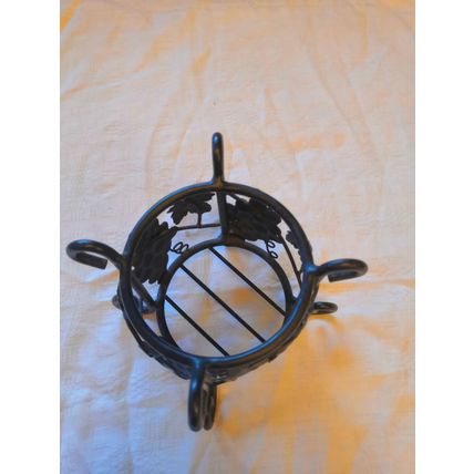 Vintage, Metal, Black, Leaf & Grape Pattern, Decorative Plant Pot Basket/Holder