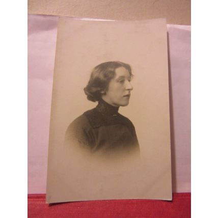 PRETTY YOUNG LADY antique portrait photograph postcard by A Simpson of Leeds =