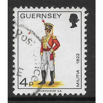 GUERNSEY 1974 4p OFFICER EAST REGIMENT 1822 SG 105 FINE USED#
