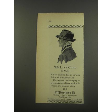 1956 F.R. Tripler Hats Ad - The Lake Como by Habig