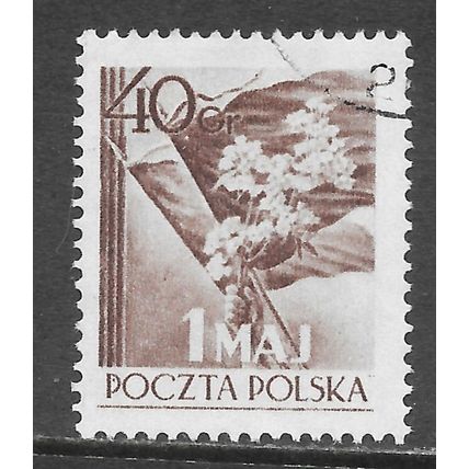 POLAND 1954 LABOUR DAY FLOWERS FLAGS USED 40gr