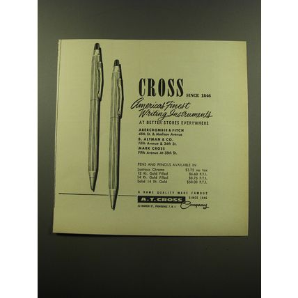 1959 A.T. Cross Pens Advertisement - America's Finest Writing Instruments