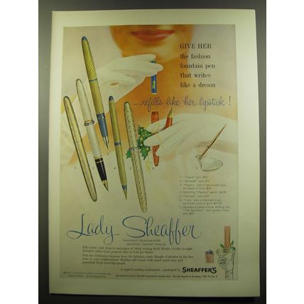 1959 Sheaffer's Lady Sheaffer Pens Ad - Give her the fashion fountain pen