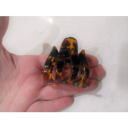 Medium size golden brown amber black gray hair claw clip
